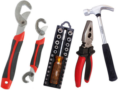 

Asraw Snap N Grip, Plier, 1/2LB Hammer & 28in1 Screwdriver Set Hand Tool Kit(4 Tools), Multicolor