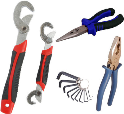 Asraw Snap N Grip, Plier, Nose Plier & Allen key Hand Tool Kit(4 Tools), Multicolor