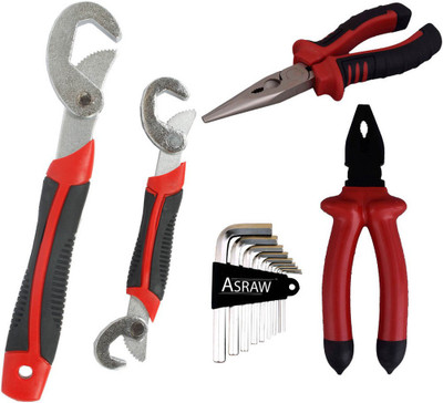 

Asraw Snap N Grip, Plier, Nose Plier & Allen key Hand Tool Kit(4 Tools), Multicolor