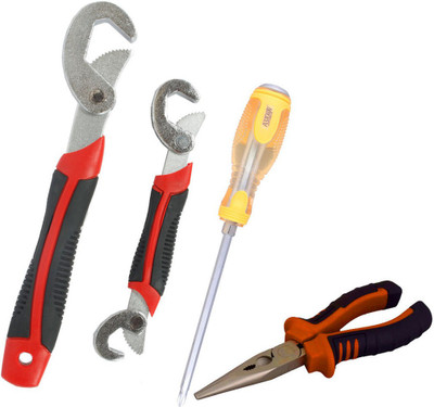 

Asraw Snap N Grip, Nose Plier & Double Sided Screwdriver Hand Tool Kit(3 Tools), Multicolor