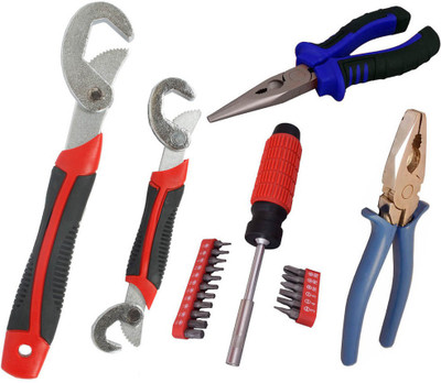 

Asraw Snap N Grip, Plier, Nose Plier & 18PC Screwdriver Set Hand Tool Kit(4 Tools), Multicolor