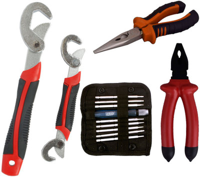 

Asraw Snap N Grip, Plier, Nose Plier & Screwdriver Set Hand Tool Kit(4 Tools), Multicolor