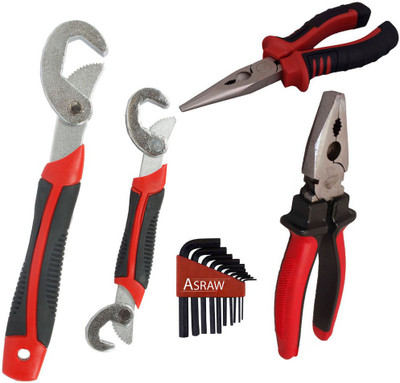 

Asraw Snap N Grip, Plier, Nose Plier & Allen key Hand Tool Kit(4 Tools), Multicolor