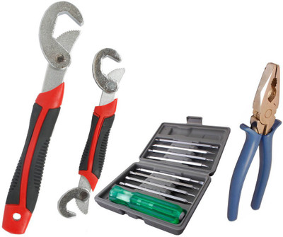 Asraw Snap N Grip, Plier & 16in1 Screwdriver Set Hand Tool Kit(3 Tools), Multicolor