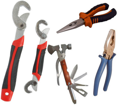 

Asraw Snap N Grip, Plier, Nose Plier & Multi Hammer Hand Tool Kit(4 Tools), Multicolor