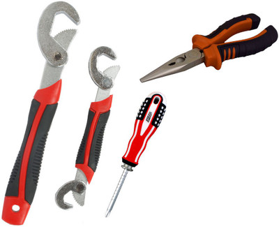 

Asraw Snap N Grip, Nose Plier & Adjustable Screwdriver Hand Tool Kit(3 Tools), Multicolor
