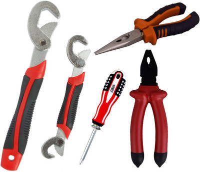 

Asraw Snap N Grip, Plier, Nose Plier & Adjustable Screwdriver Hand Tool Kit(4 Tools), Multicolor