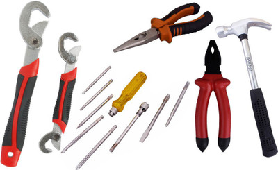 

Asraw Snap N Grip, Plier, Nose Plier, 1/2LB Hammer & Screwdriver Set Hand Tool Kit(5 Tools), Multicolor