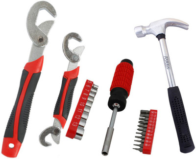

Asraw Snap N Grip, 1/2LB Hammer & 21PC Screwdriver Set Hand Tool Kit(3 Tools), Multicolor