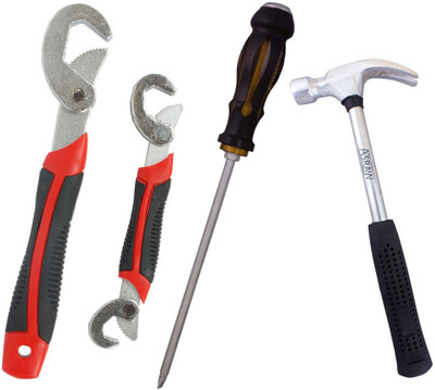 

Asraw Snap N Grip, 1/2LB Hammer & Double Sided Screwdriver Hand Tool Kit(3 Tools), Multicolor