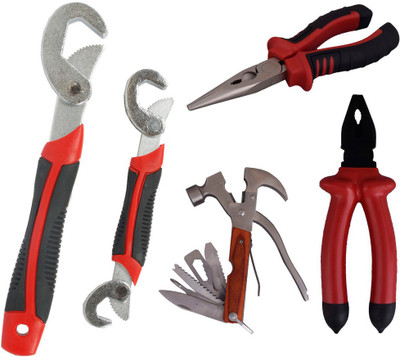 

Asraw Snap N Grip, Plier, Nose Plier & Multi Hammer Hand Tool Kit(4 Tools), Multicolor