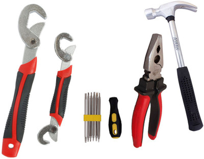 

Asraw Snap N Grip, Plier, 1/2LB Hammer & Screwdriver Set Hand Tool Kit(4 Tools), Multicolor