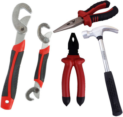 

Asraw Snap N Grip, Nose Plier, 1/2LB Hammer & Plier Hand Tool Kit(4 Tools), Multicolor