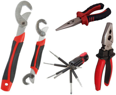 

Asraw Snap N Grip, Plier, Nose Plier & 8in1 Screwdriver Set Hand Tool Kit(4 Tools), Multicolor