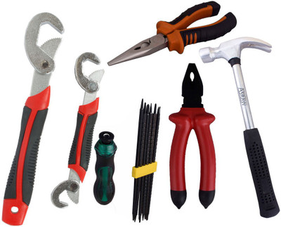 Asraw Snap N Grip, Plier, Nose Plier, 1/2LB Hammer & Screwdriver Set Hand Tool Kit(5 Tools), Multicolor