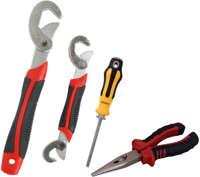 

Asraw Snap N Grip, Nose Plier & Adjustable Screwdriver Hand Tool Kit(3 Tools), Multicolor