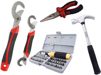 

Asraw Snap N Grip, Nose Plier, 1/2LB Hammer & 41pcs Screwdriver Set Hand Tool Kit(4 Tools), Multicolor