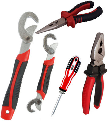 

Asraw Snap N Grip, Plier, Nose Plier & Adjustable Screwdriver Hand Tool Kit(4 Tools), Multicolor
