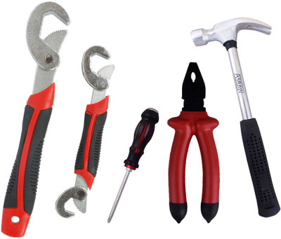 

Asraw Snap N Grip, Plier, 1/2LB Hammer & Double Sided Screwdriver Hand Tool Kit(4 Tools), Multicolor