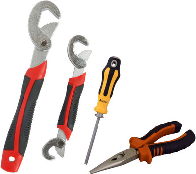 

Asraw Snap N Grip, Nose Plier & Adjustable Screwdriver Hand Tool Kit(3 Tools), Multicolor