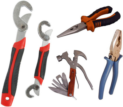 

Asraw Snap N Grip, Plier, Nose Plier & Multi Hammer Hand Tool Kit(4 Tools), Multicolor