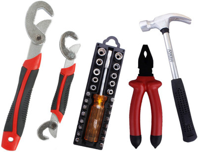

Asraw Snap N Grip, Plier, 1/2LB Hammer & 28in1 Screwdriver Set Hand Tool Kit(4 Tools), Multicolor