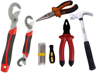 

Asraw Snap N Grip, Plier, Nose Plier, 1/2LB Hammer & Screwdriver Set Hand Tool Kit(5 Tools), Multicolor