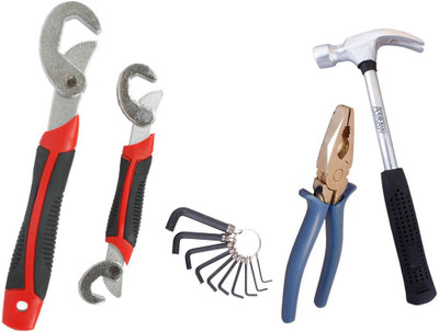 

Asraw Snap N Grip, Plier, 1/2LB Hammer & Allen key Hand Tool Kit(4 Tools), Multicolor