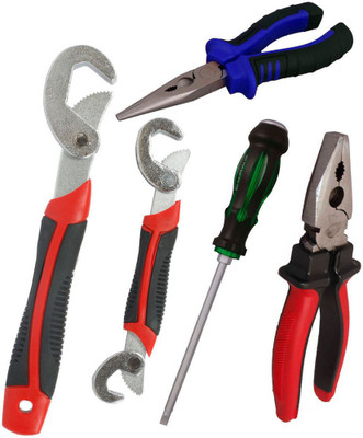 

Asraw Snap N Grip, Plier, Nose Plier & Double Sided Screwdriver Hand Tool Kit(4 Tools), Multicolor