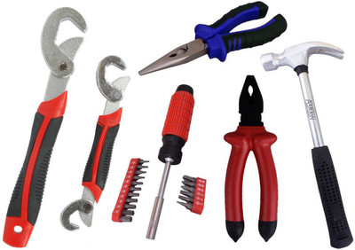 

Asraw Snap N Grip, Plier, Nose Plier, 1/2LB Hammer & 18PC Screwdriver Set Hand Tool Kit(5 Tools), Multicolor