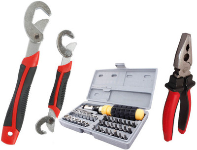 

Asraw Snap N Grip, Plier & 41pcs Screwdriver Set Hand Tool Kit(3 Tools), Multicolor