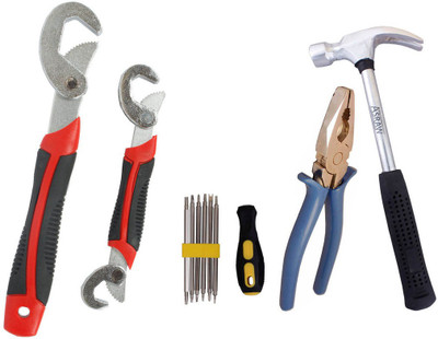 

Asraw Snap N Grip, Plier, 1/2LB Hammer & Screwdriver Set Hand Tool Kit(4 Tools), Multicolor