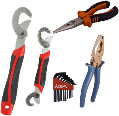 

Asraw Snap N Grip, Plier, Nose Plier & Allen key Hand Tool Kit(4 Tools), Multicolor