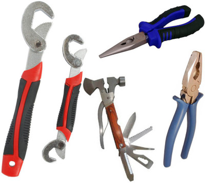 

Asraw Snap N Grip, Plier, Nose Plier & Multi Hammer Hand Tool Kit(4 Tools), Multicolor