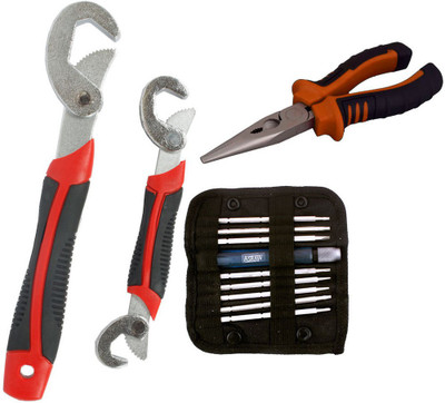 Asraw Snap N Grip, Nose Plier & Screwdriver Set Hand Tool Kit(3 Tools), Multicolor