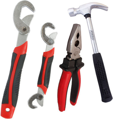 Asraw Snap N Grip, 1/2LB Hammer & Plier Hand Tool Kit(3 Tools), Multicolor