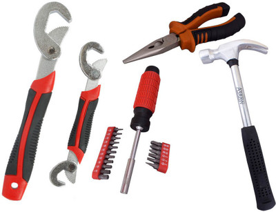 

Asraw Snap N Grip, Nose Plier, 1/2LB Hammer & 18PC Screwdriver Set Hand Tool Kit(4 Tools), Multicolor