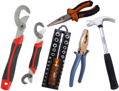

Asraw Snap N Grip, Plier, Nose Plier, 1/2LB Hammer & 28in1 Screwdriver Set Hand Tool Kit(5 Tools), Multicolor