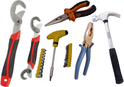 

Asraw Snap N Grip, Plier, Nose Plier, 1/2LB Hammer & Screwdriver Set Hand Tool Kit(5 Tools), Multicolor