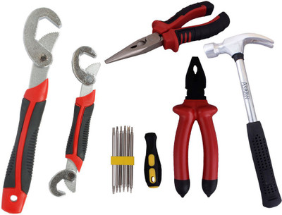 

Asraw Snap N Grip, Plier, Nose Plier, 1/2LB Hammer & Screwdriver Set Hand Tool Kit(5 Tools), Multicolor