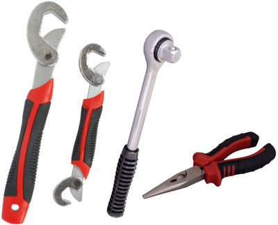 

Asraw Snap N Grip, Nose Plier & Ratchet Handle Hand Tool Kit(3 Tools), Multicolor