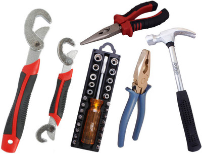 

Asraw Snap N Grip, Plier, Nose Plier, 1/2LB Hammer & 28in1 Screwdriver Set Hand Tool Kit(5 Tools), Multicolor