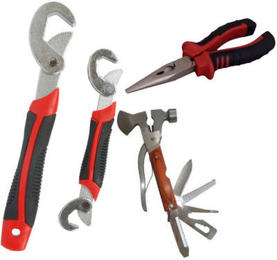 

Asraw Snap N Grip, Nose Plier & Multi Hammer Hand Tool Kit(3 Tools), Multicolor