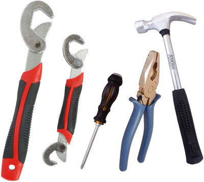 

Asraw Snap N Grip, Plier, 1/2LB Hammer & Double Sided Screwdriver Hand Tool Kit(4 Tools), Multicolor