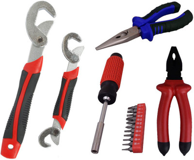 

Asraw Snap N Grip, Plier, Nose Plier & 11PC Screwdriver Set Hand Tool Kit(4 Tools), Multicolor
