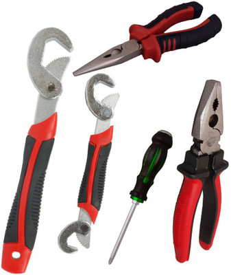 

Asraw Snap N Grip, Plier, Nose Plier & Double Sided Screwdriver Hand Tool Kit(4 Tools), Multicolor