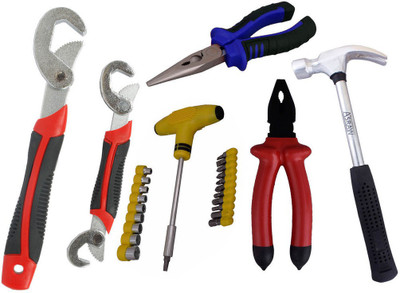 

Asraw Snap N Grip, Plier, Nose Plier, 1/2LB Hammer & Screwdriver Set Hand Tool Kit(5 Tools), Multicolor
