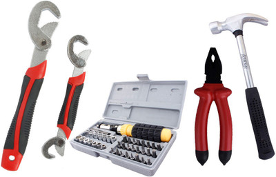 

Asraw Snap N Grip, Plier, 1/2LB Hammer & 41pcs Screwdriver Set Hand Tool Kit(4 Tools), Multicolor