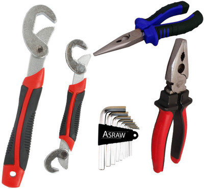 

Asraw Snap N Grip, Plier, Nose Plier & Allen key Hand Tool Kit(4 Tools), Multicolor