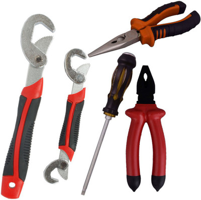 

Asraw Snap N Grip, Plier, Nose Plier & Double Sided Screwdriver Hand Tool Kit(4 Tools), Multicolor